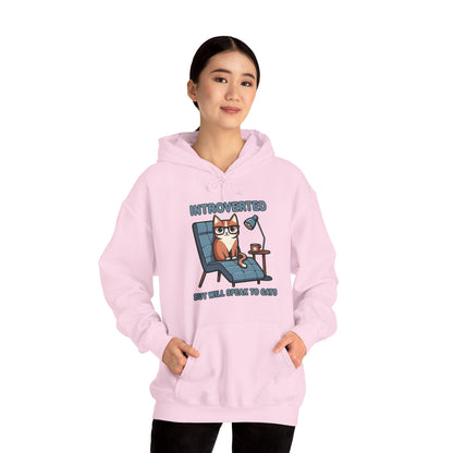 Introverted, But Will Talk to Cats Gender-Neutral Hoodie